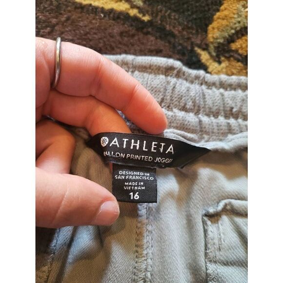 Athleta Joggers Women's 16 Grey Printed Farallon Cotton Drawstring Lounge Pant - Picture 4 of 6